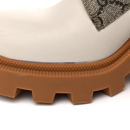 Gucci Calfskin GG Supreme Monogram Nappa Quilted Lace Up Ankle Boots 39 Mystic White Beige 9 of 14