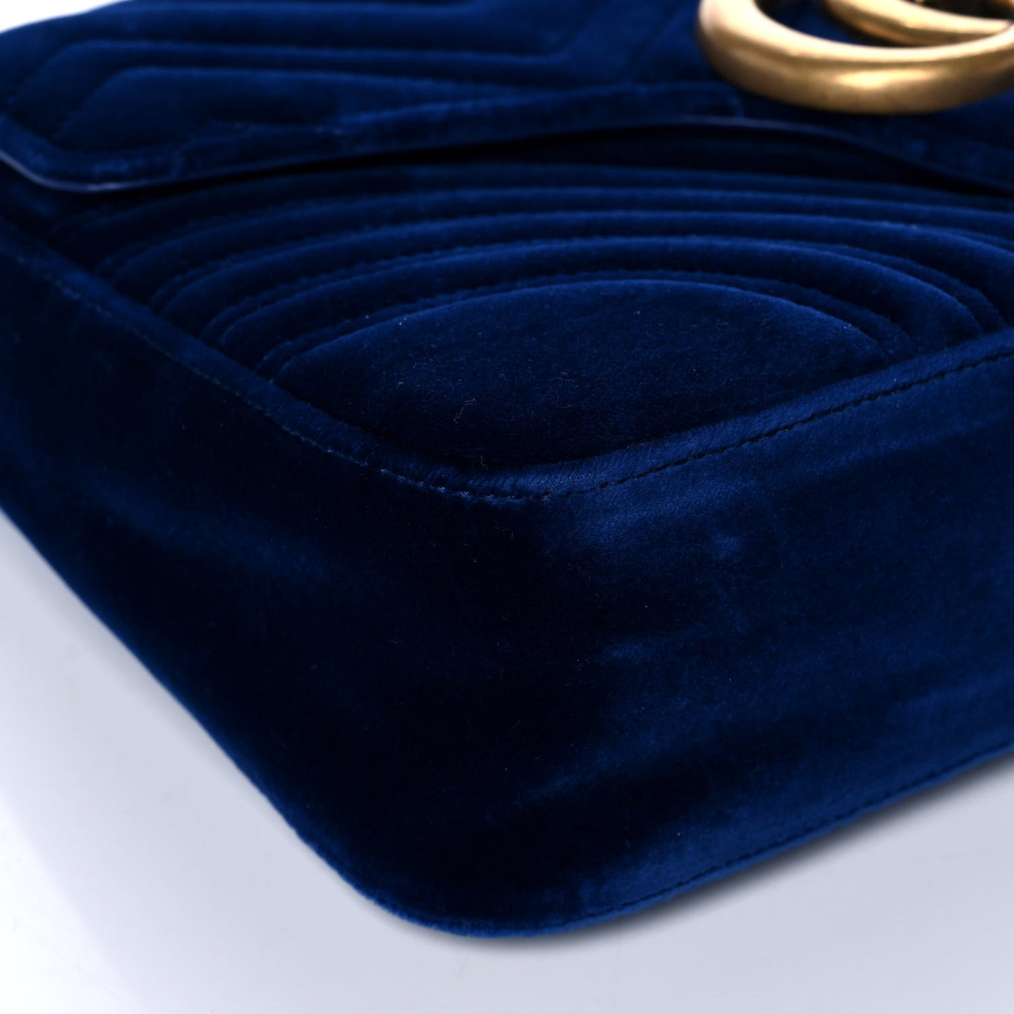 Velvet Matelasse Medium GG Marmont Shoulder Bag Cobalt Blue