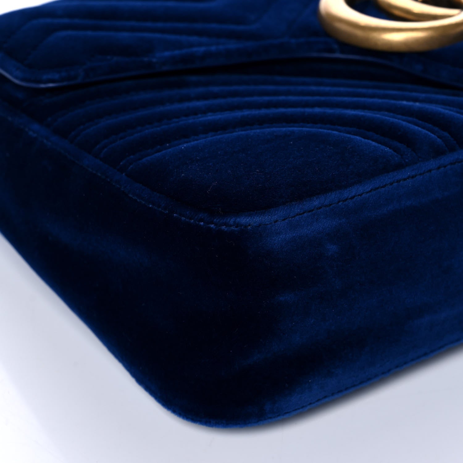 Gucci Velvet Matelasse Medium GG Marmont Shoulder Bag Cobalt Blue 10 of 12