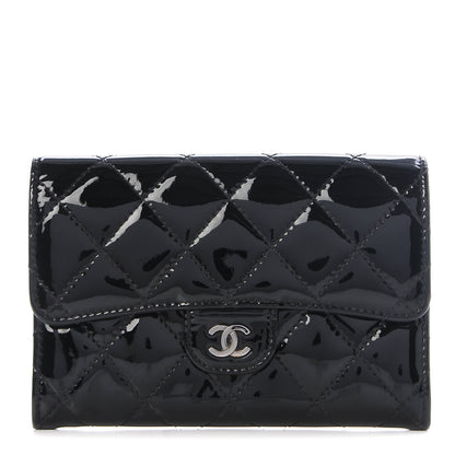 Chanel Patent Quilted Small Flap Wallet Black 1 of 11