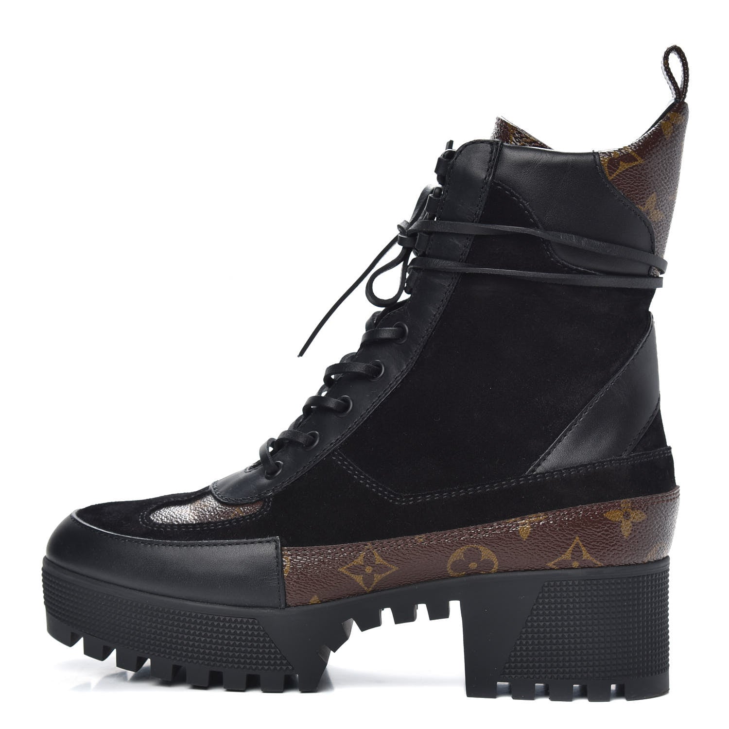 Louis Vuitton Suede Calfskin Monogram Laureate Platform Desert Boots 40 Black 1 of 7