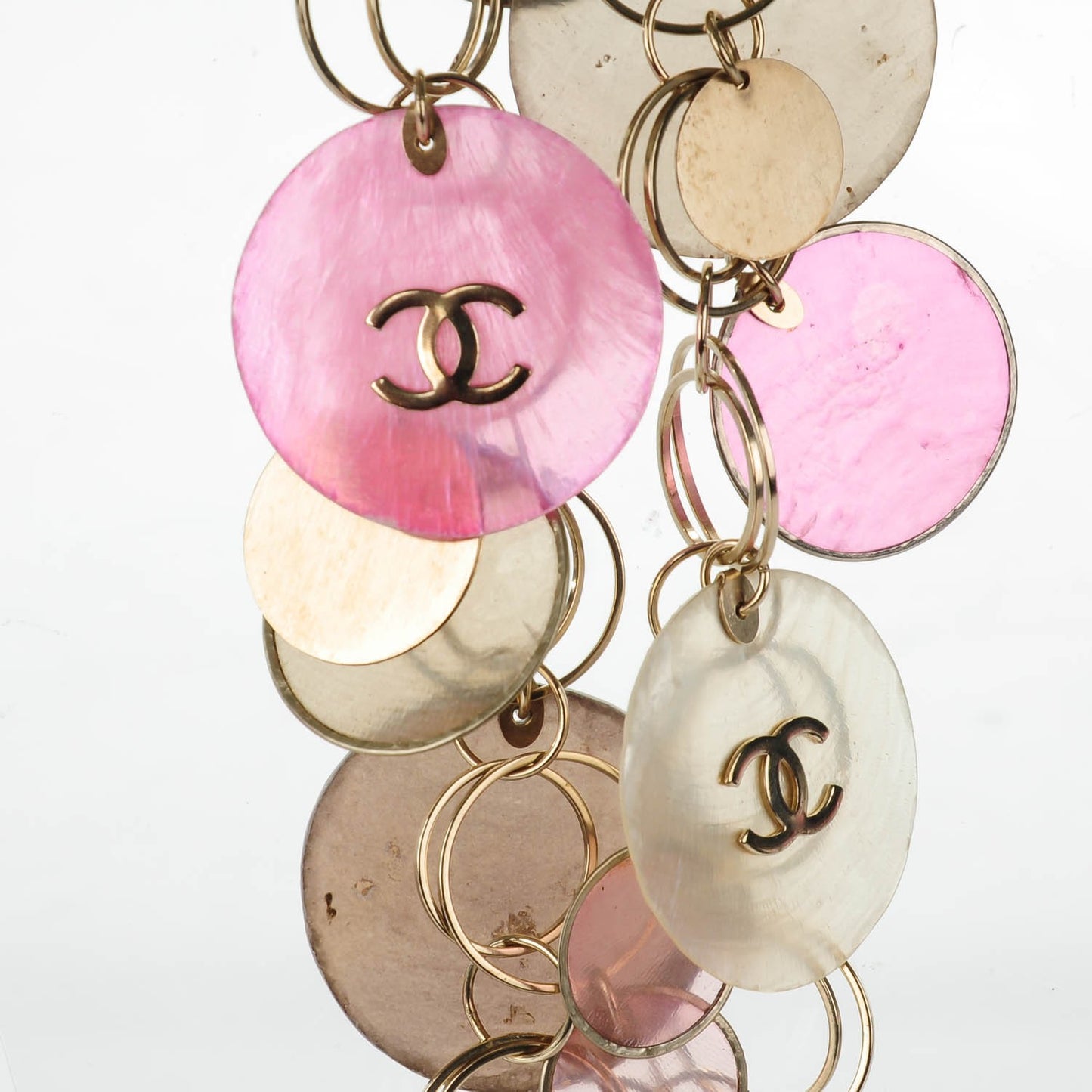Pearl CC Long Necklace Pink Gold