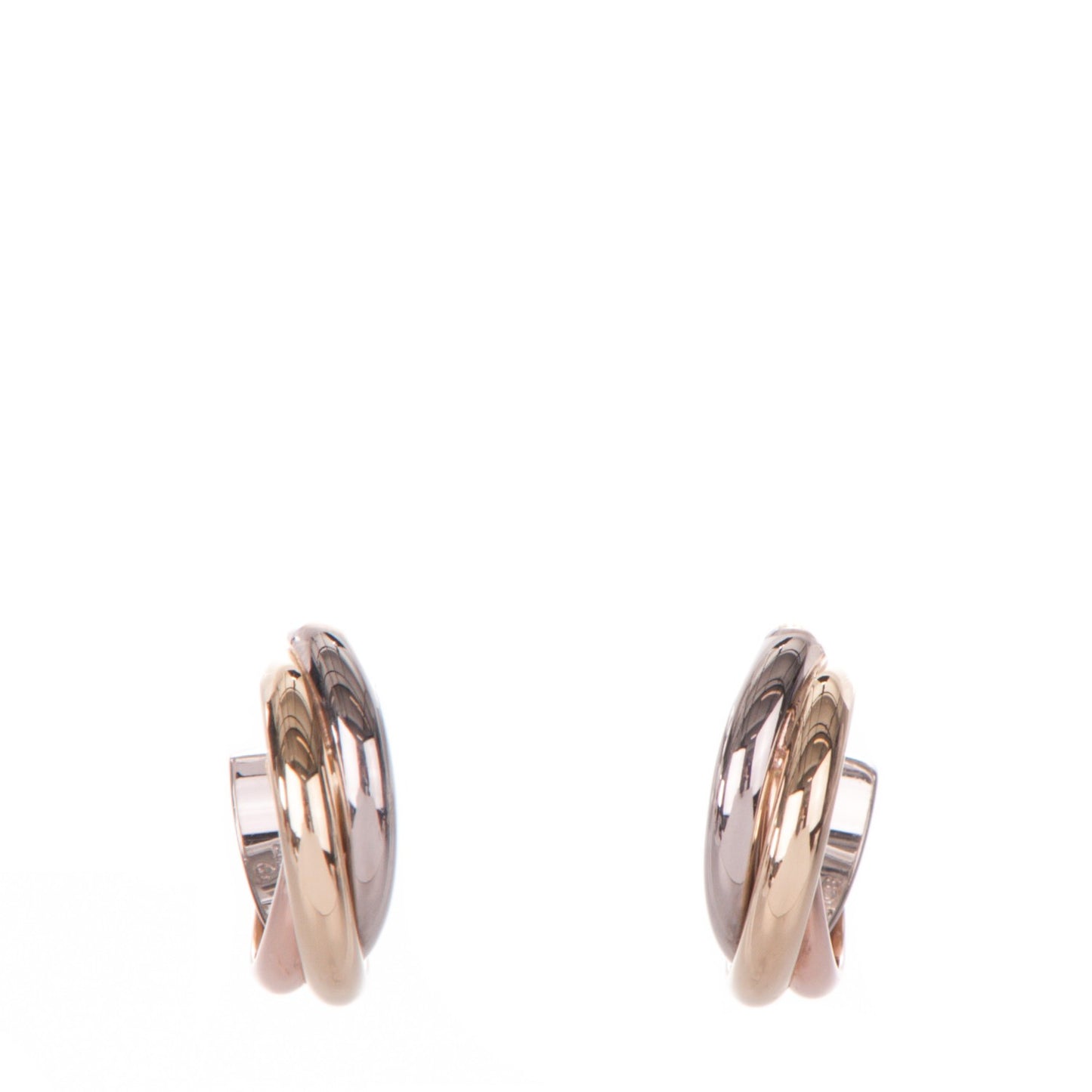 18K Pink Yellow White Gold 13mm Trinity Hoop Earrings