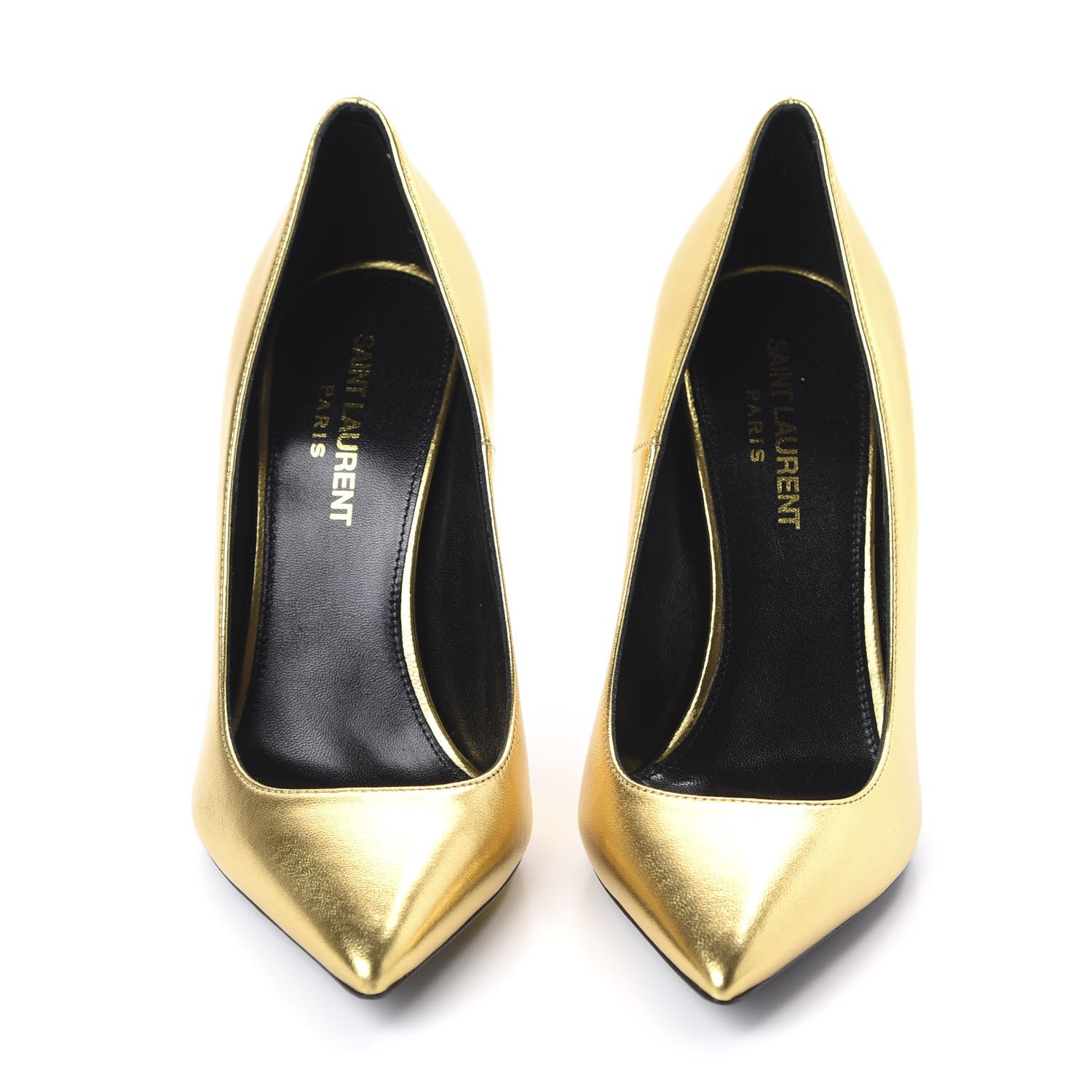 Saint Laurent Metallic Calfskin Opyum 110 Pumps 36 Oro 2 of 10