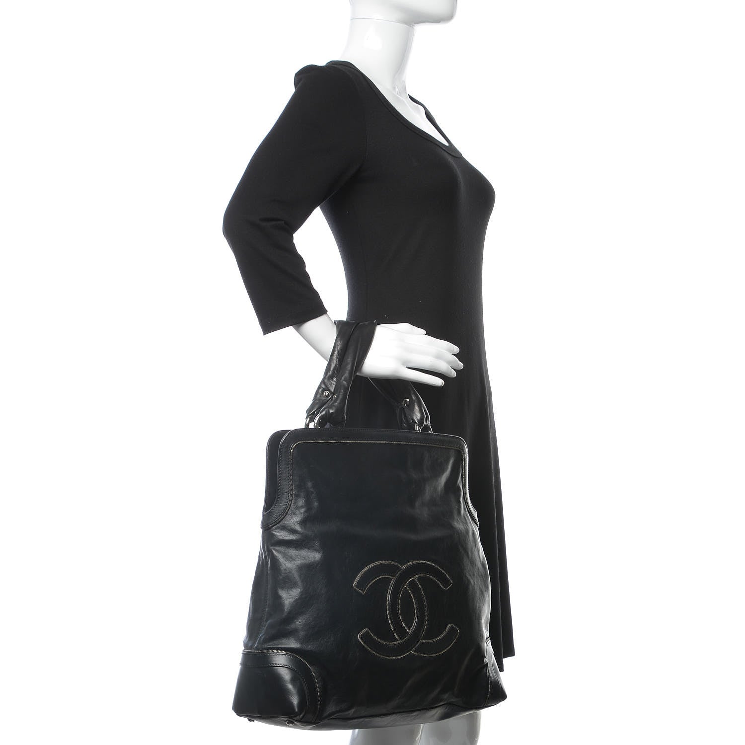 Chanel Calfskin Soho CC Shopper Tote Black 2 of 16