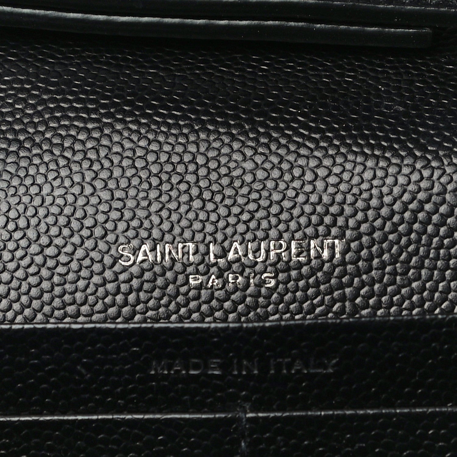 Saint Laurent Grain De Poudre Matelasse Chevron Monogram Chain Wallet Black 6 of 17