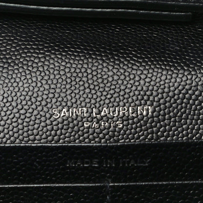 Saint Laurent Grain De Poudre Matelasse Chevron Monogram Chain Wallet Black 6 of 17