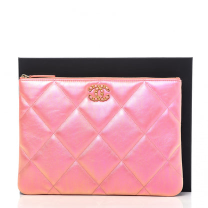 Chanel Iridescent Calfskin Quilted Large 19 Pouch Pink 10 of 10