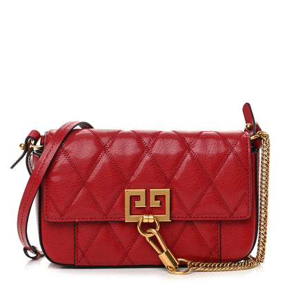 Givenchy Goatskin Quilted GV3 Mini Pocket Convertible Bag Vermillon 1 of 15