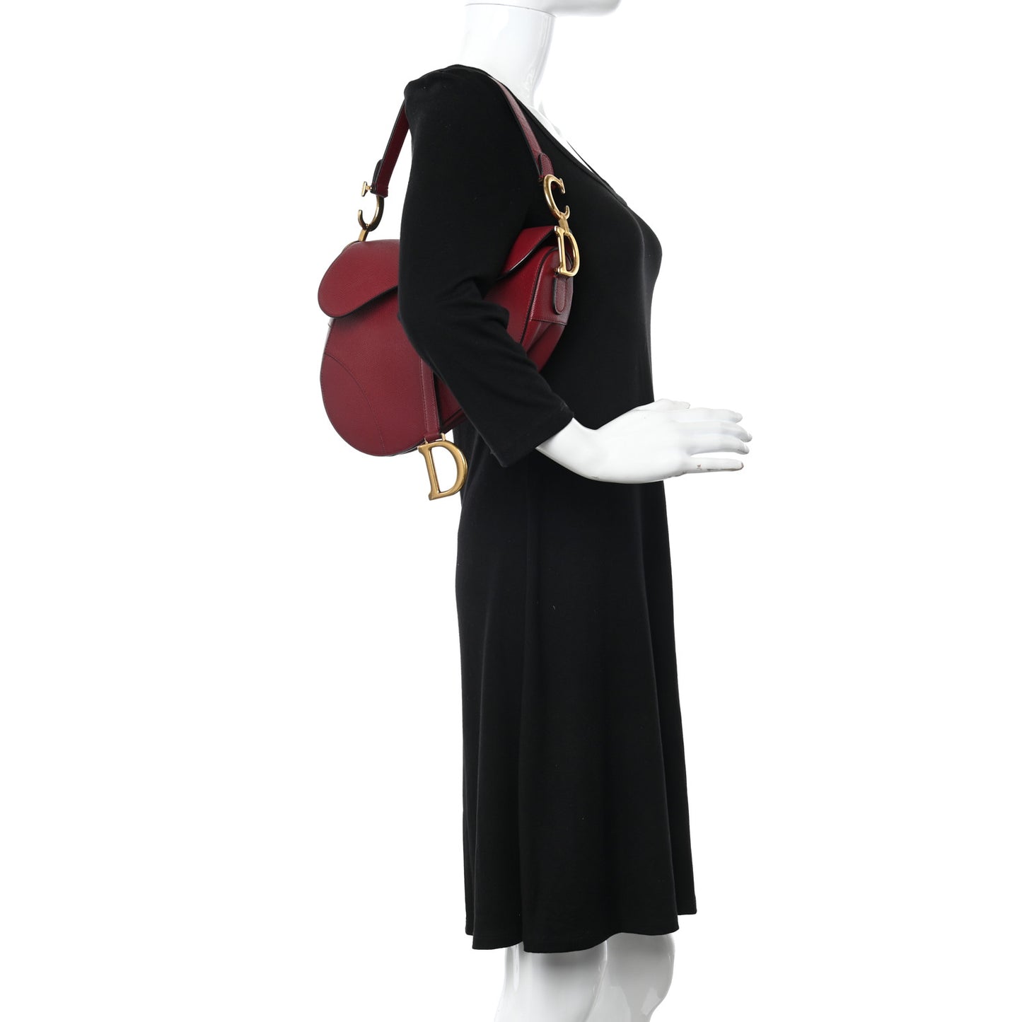 Grained Calfskin Saddle Bag Red