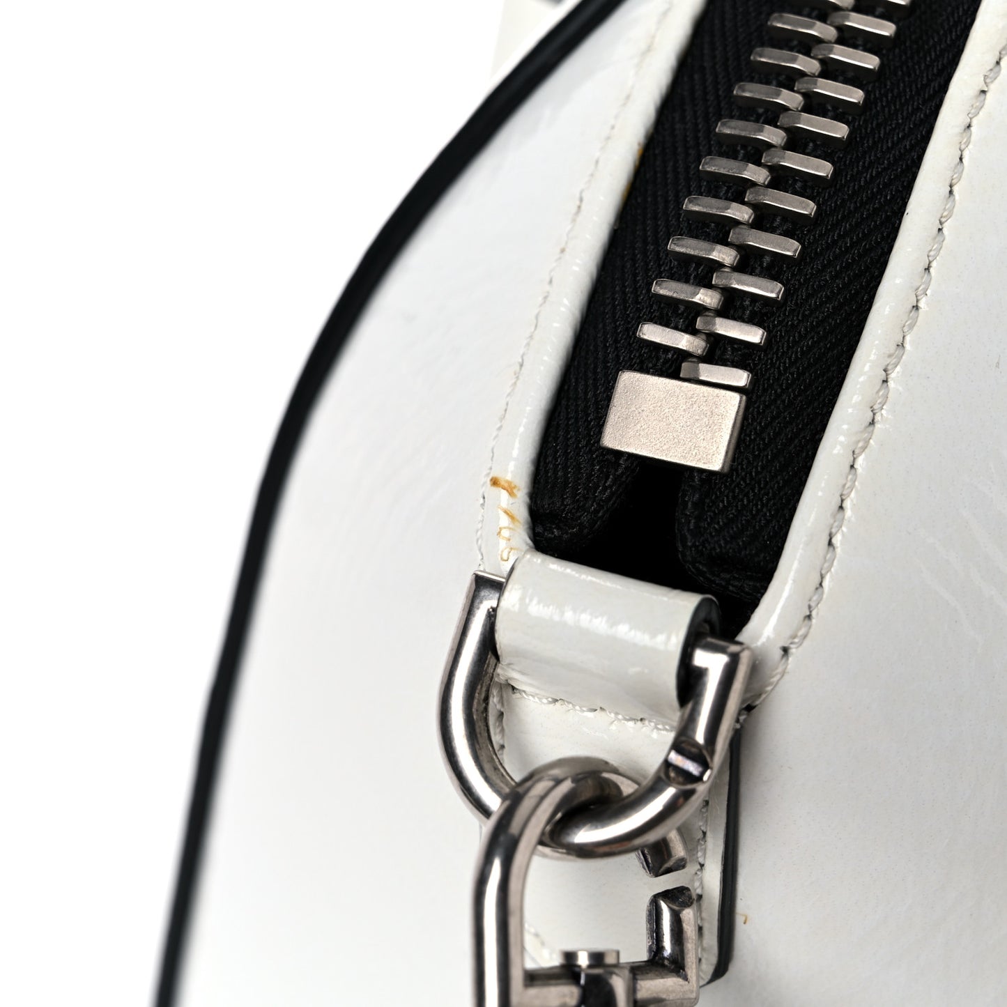 Crinkled Patent Calfskin Mini Antigona White