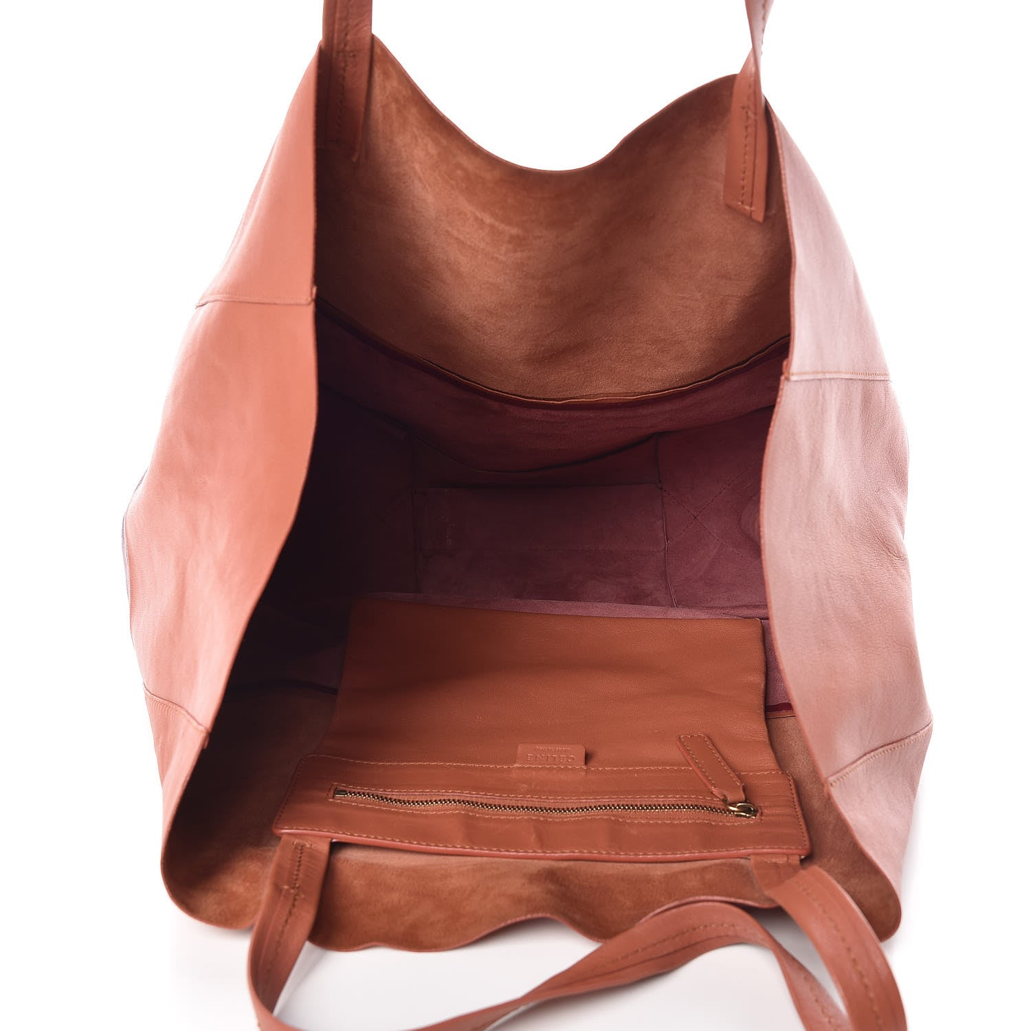 Celine Lambskin Horizontal Bi-Color Cabas Peach Rust 5 of 29