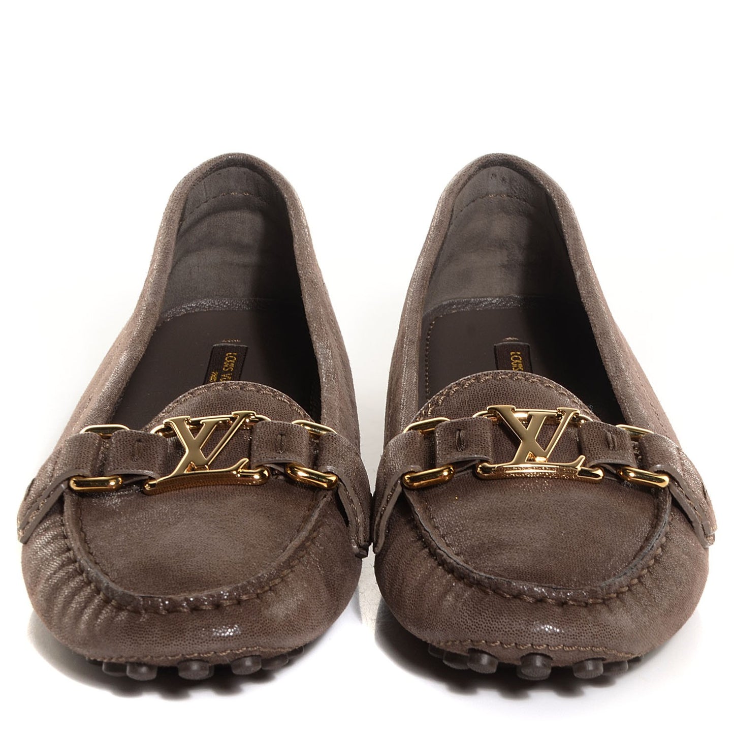 Iridescent Suede Oxford Loafers Metallic 37.5
