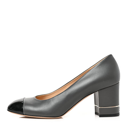 Chanel Lambskin Patent Cap Toe Pumps 41 Gey Black 1 of 8
