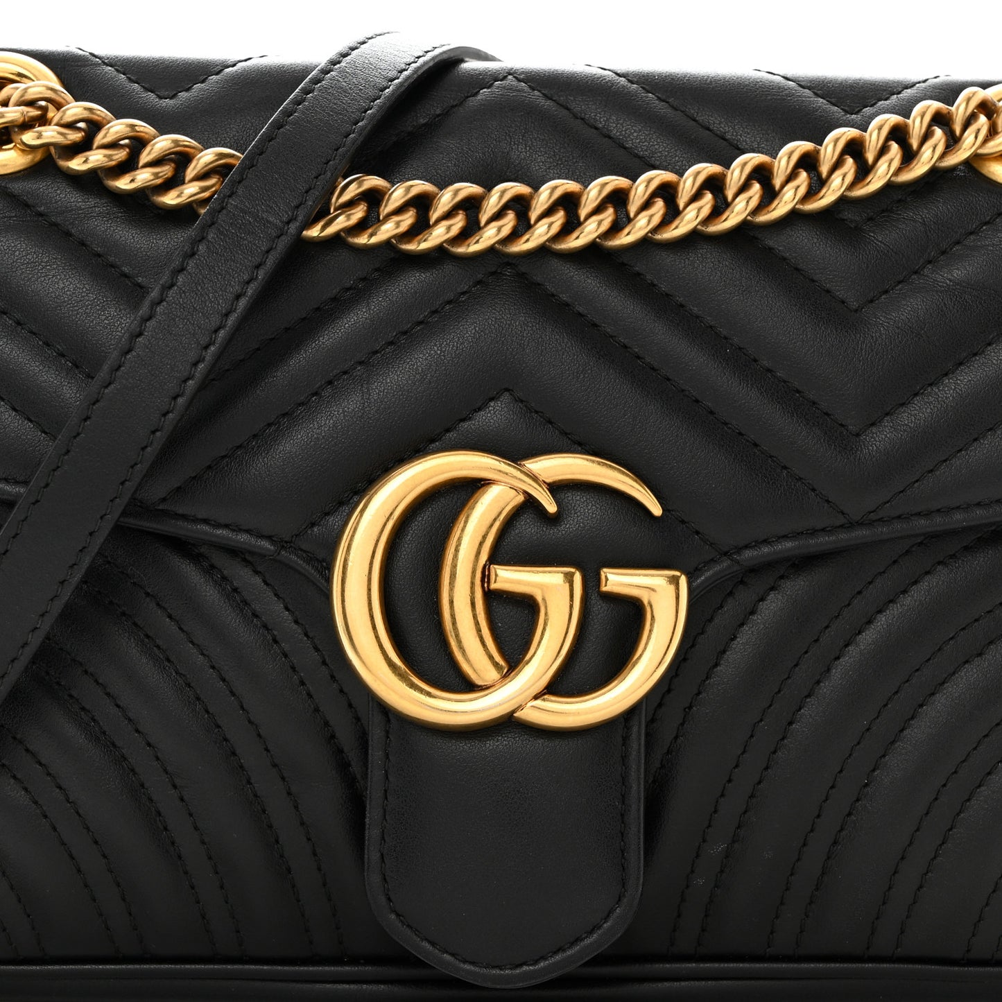 Calfskin Matelasse Small GG Marmont Shoulder Bag Black
