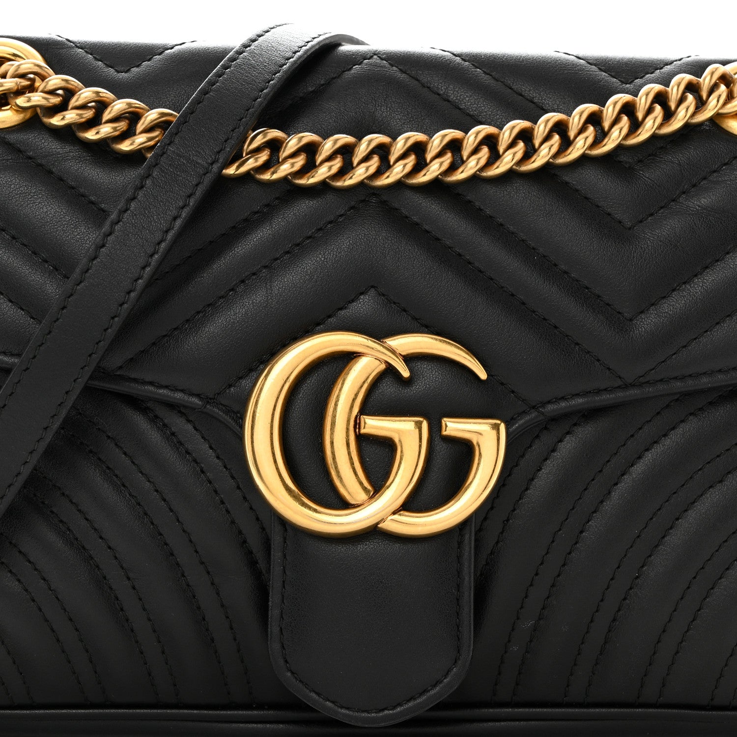 Gucci Calfskin Matelasse Small GG Marmont Shoulder Bag Black 8 of 10