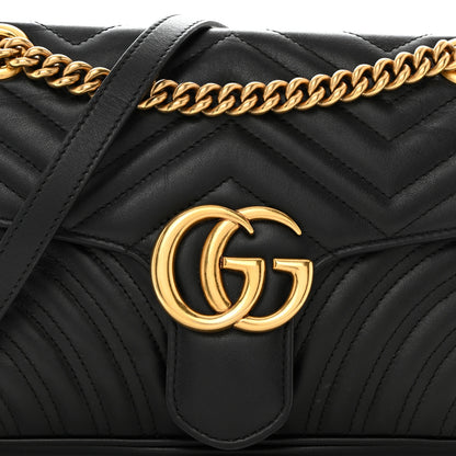 Gucci Calfskin Matelasse Small GG Marmont Shoulder Bag Black 8 of 10