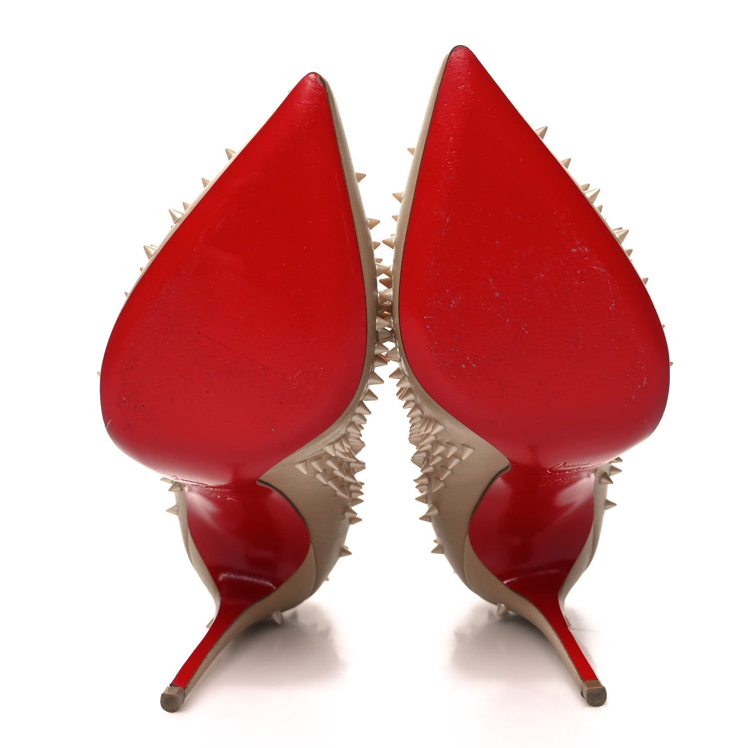 Christian Louboutin Nappa Studded Escarpic 100 Pumps 37.5 Nude Apricot 5 of 12