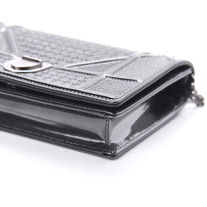 Christian Dior Metallic Patent Micro-Cannage Diorama Wallet on Chain Pouch Onyx Black 9 of 10
