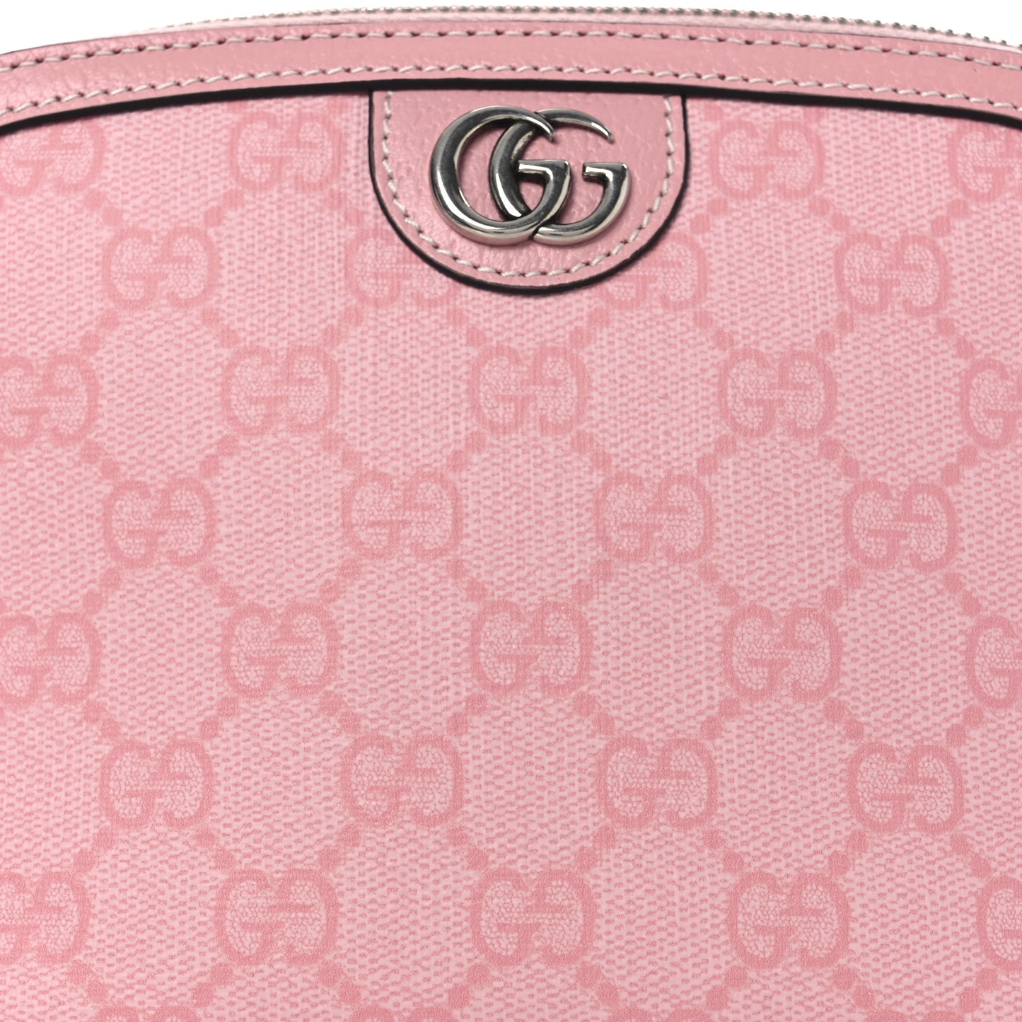 GG Supreme Monogram Textured Calfskin Large Ophidia Cosmetic Case  Pink