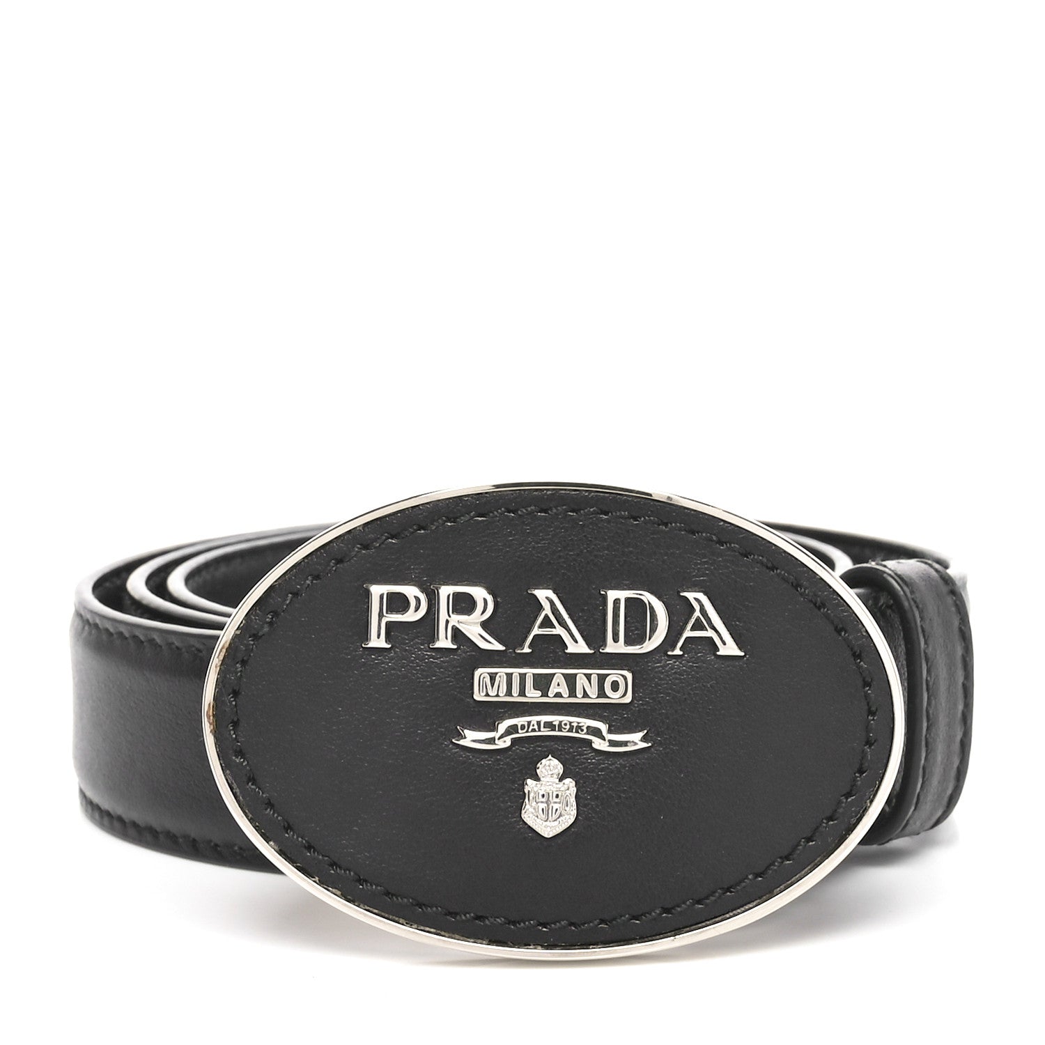 Prada Calfskin Logo Belt 75 30 Black 1 of 4
