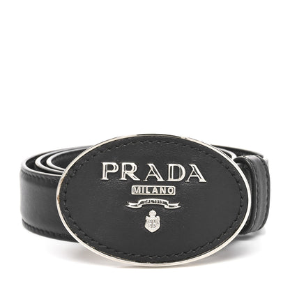 Prada Calfskin Logo Belt 75 30 Black 1 of 4