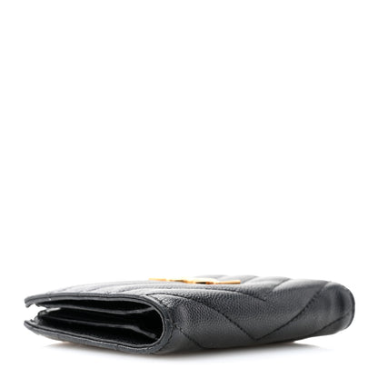 Saint Laurent Grain De Poudre Matelasse Chevron Monogram Zipped Two-Part Wallet Black 4 of 9
