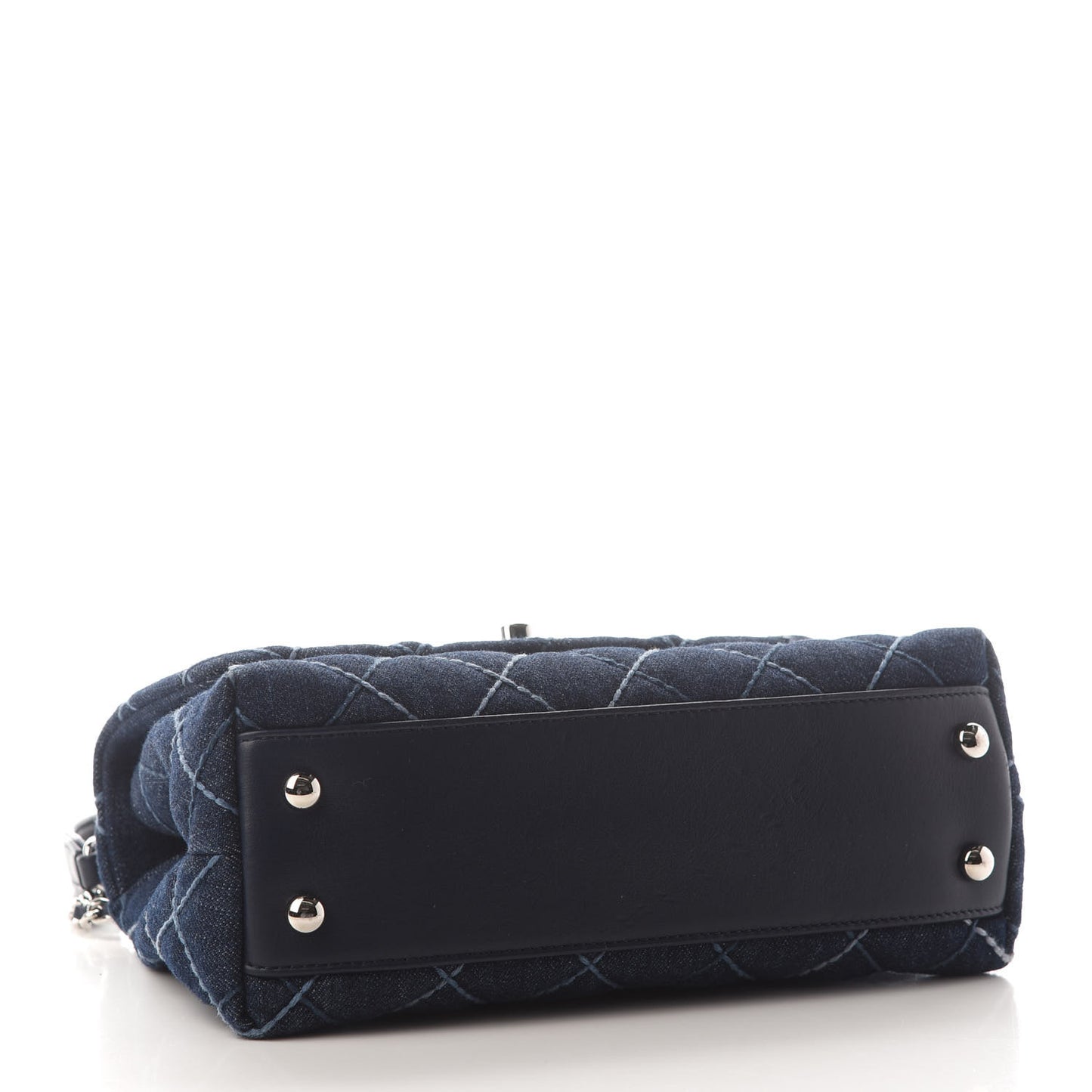 Denim Quilted Mini Coco Handle Flap Blue