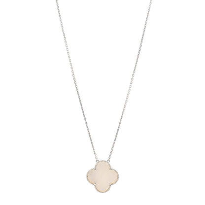 Van Cleef & Arpels 18K White Gold Mother of Pearl Magic Alhambra Pendant Necklace 1 of 5