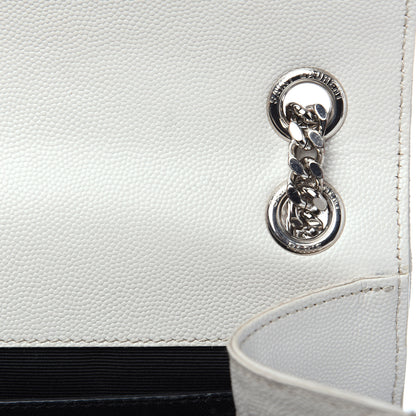 Saint Laurent Grain De Poudre Textured Mixed Matelasse Medium Triquilt Monogram Satchel Porcellana 13 of 14