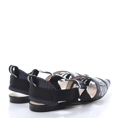 Fendi PVC Calfskin FF Colibri Slingback Ballerina Flats 39 Black 4 of 8