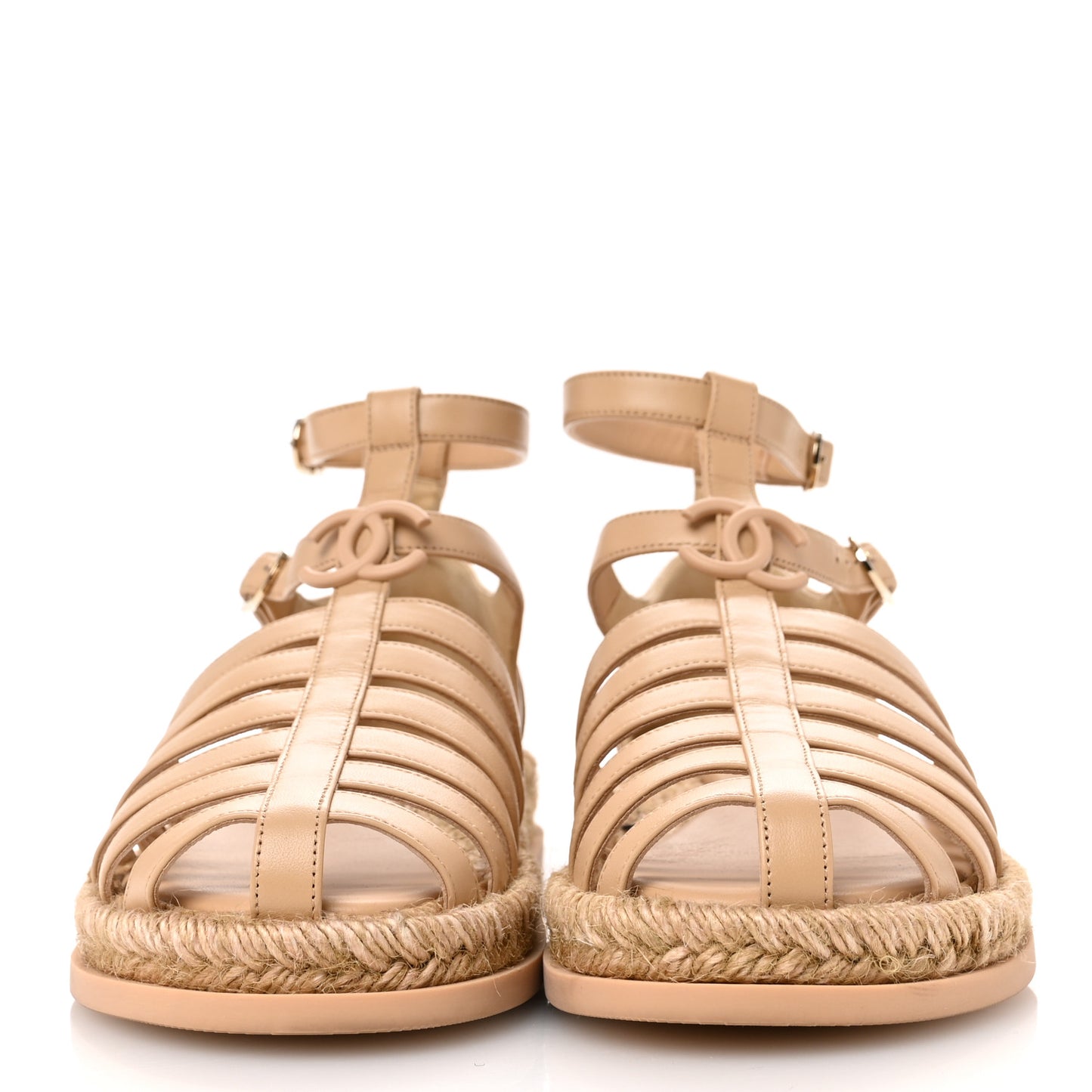 Lambskin Espadrille Sandals 39 Beige