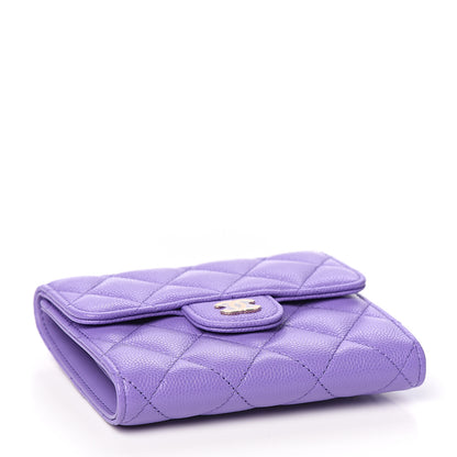Chanel Caviar Quilted Flap Card Holder Wallet Purple 3 of 8