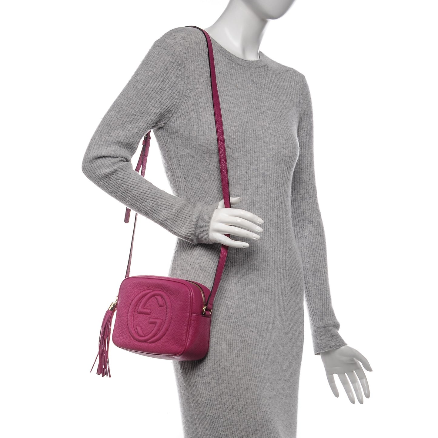 Pebbled Calfskin Small Soho Disco Bag Bright Bougainvillea