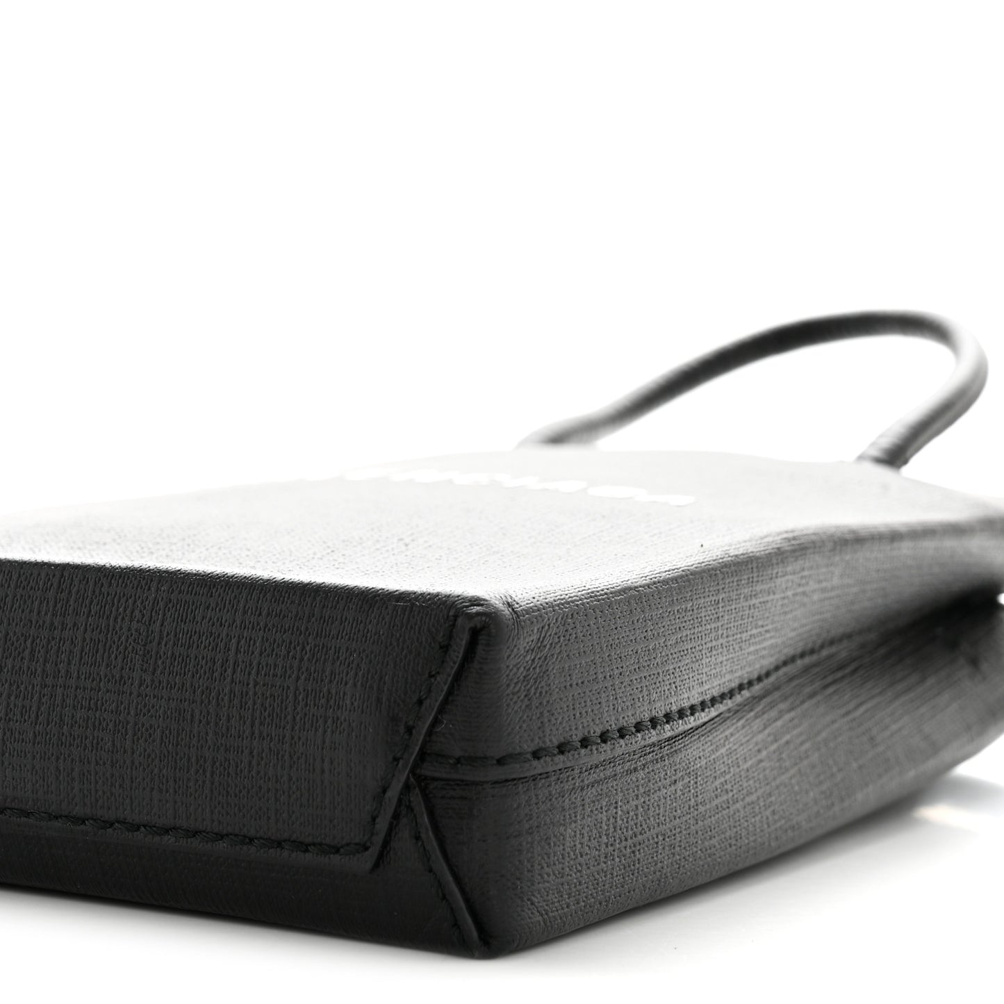 Squared Calfskin Logo Shopping Phone Holder Bag Black