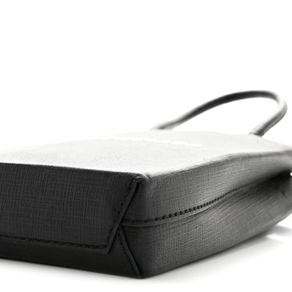 Balenciaga Squared Calfskin Logo Shopping Phone Holder Bag Black 10 of 13
