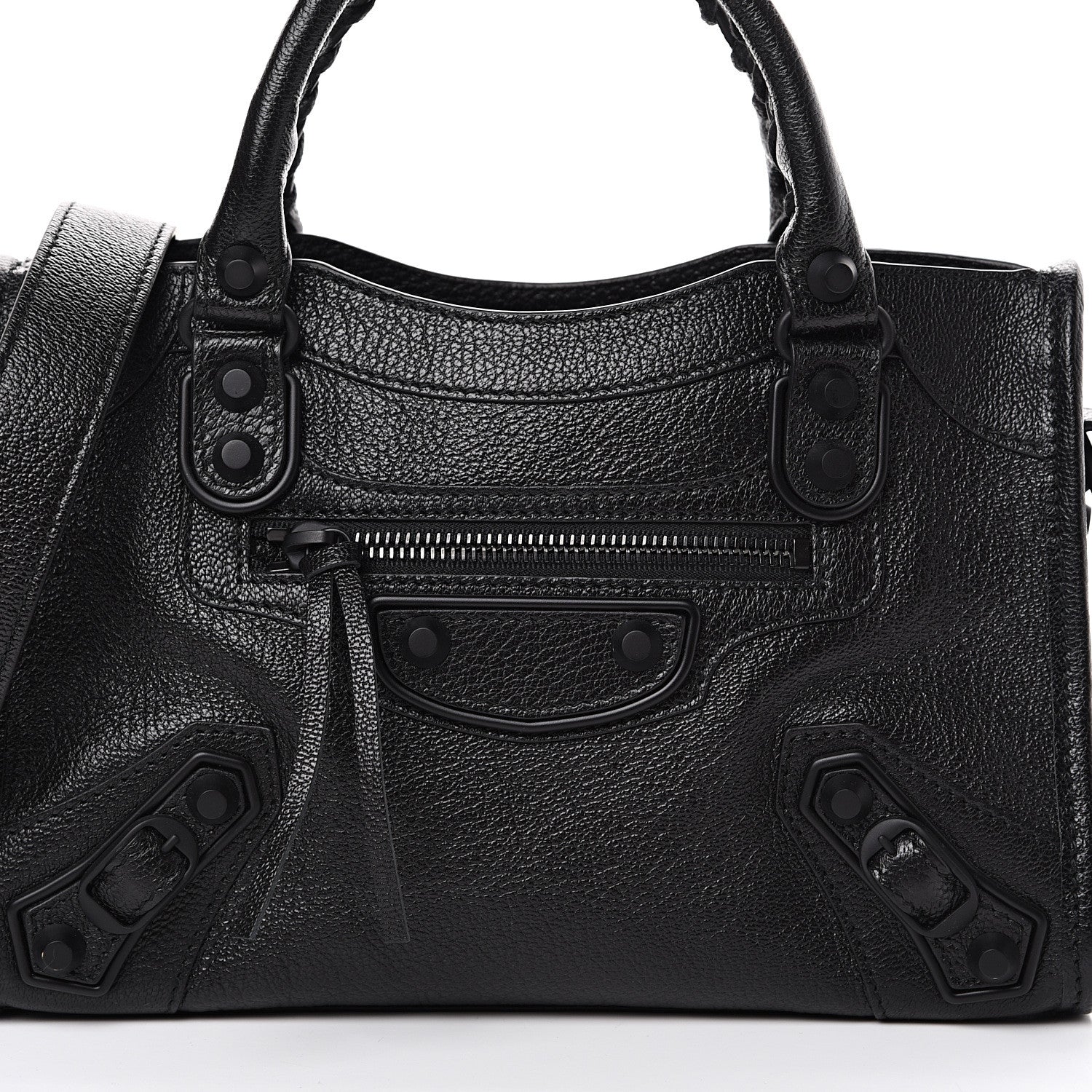 Balenciaga Shiny Goatskin Matte Black Metallic Edge Hardware Mini City Black 8 of 10