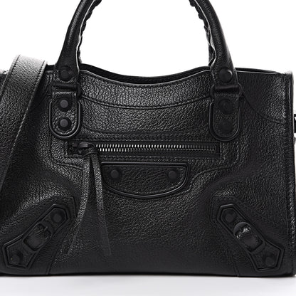 Balenciaga Shiny Goatskin Matte Black Metallic Edge Hardware Mini City Black 8 of 10