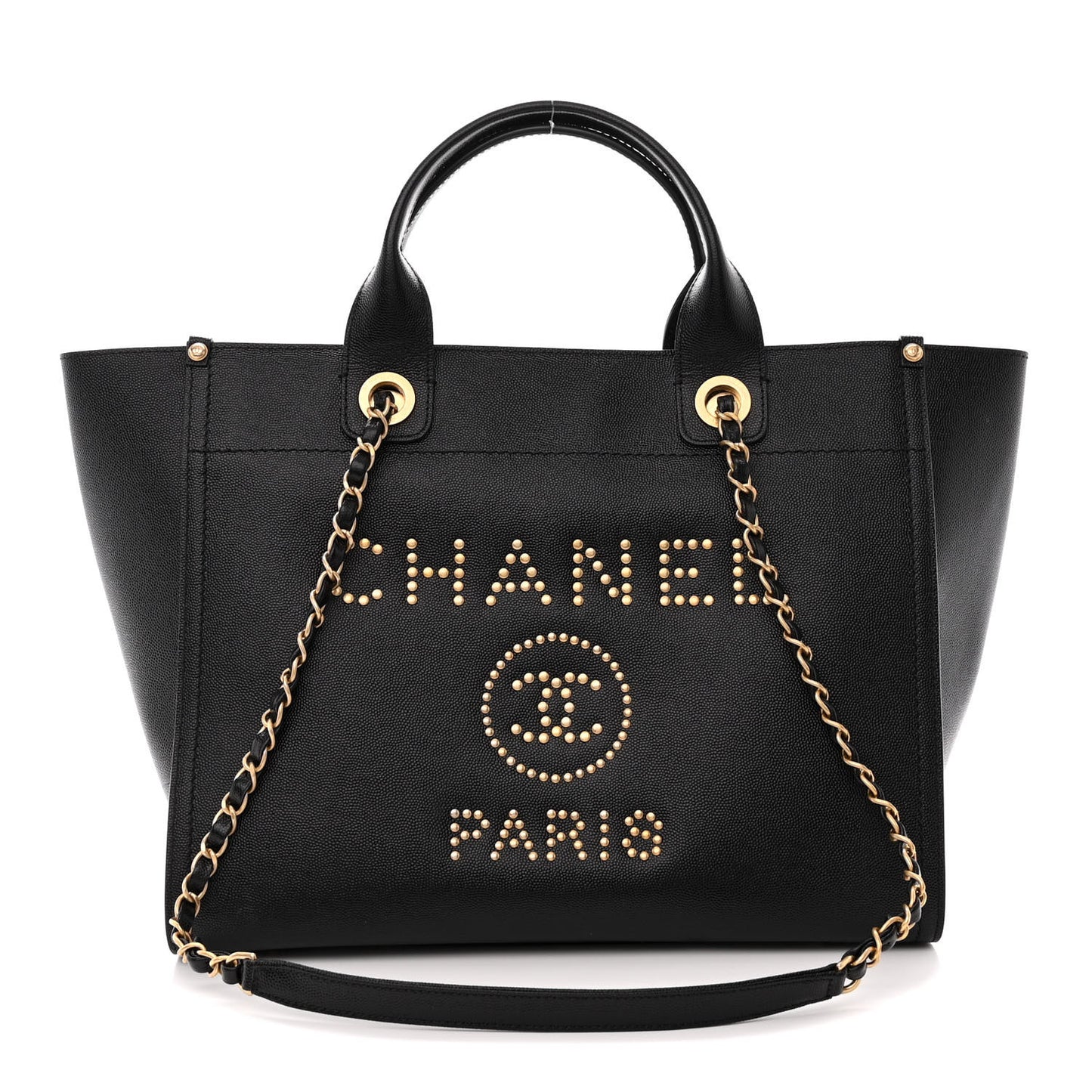 Caviar Small Studded Deauville Tote Black