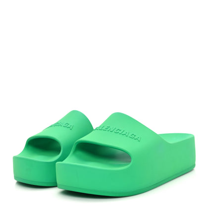 Balenciaga Rubber Womens Chunky Slide Sandals 36 Green 4 of 9