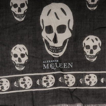 Alexander McQueen Modal Silk Skull Scarf Black White 4 of 5
