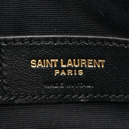 Saint Laurent Grain De Poudre Chevron Monogram Bill Pouch Black 6 of 9