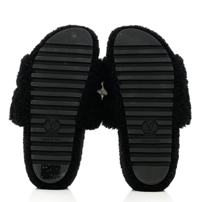 Louis Vuitton Shearling Monogram Giant Paseo Flat Comfort Mule 37 Black 5 of 10