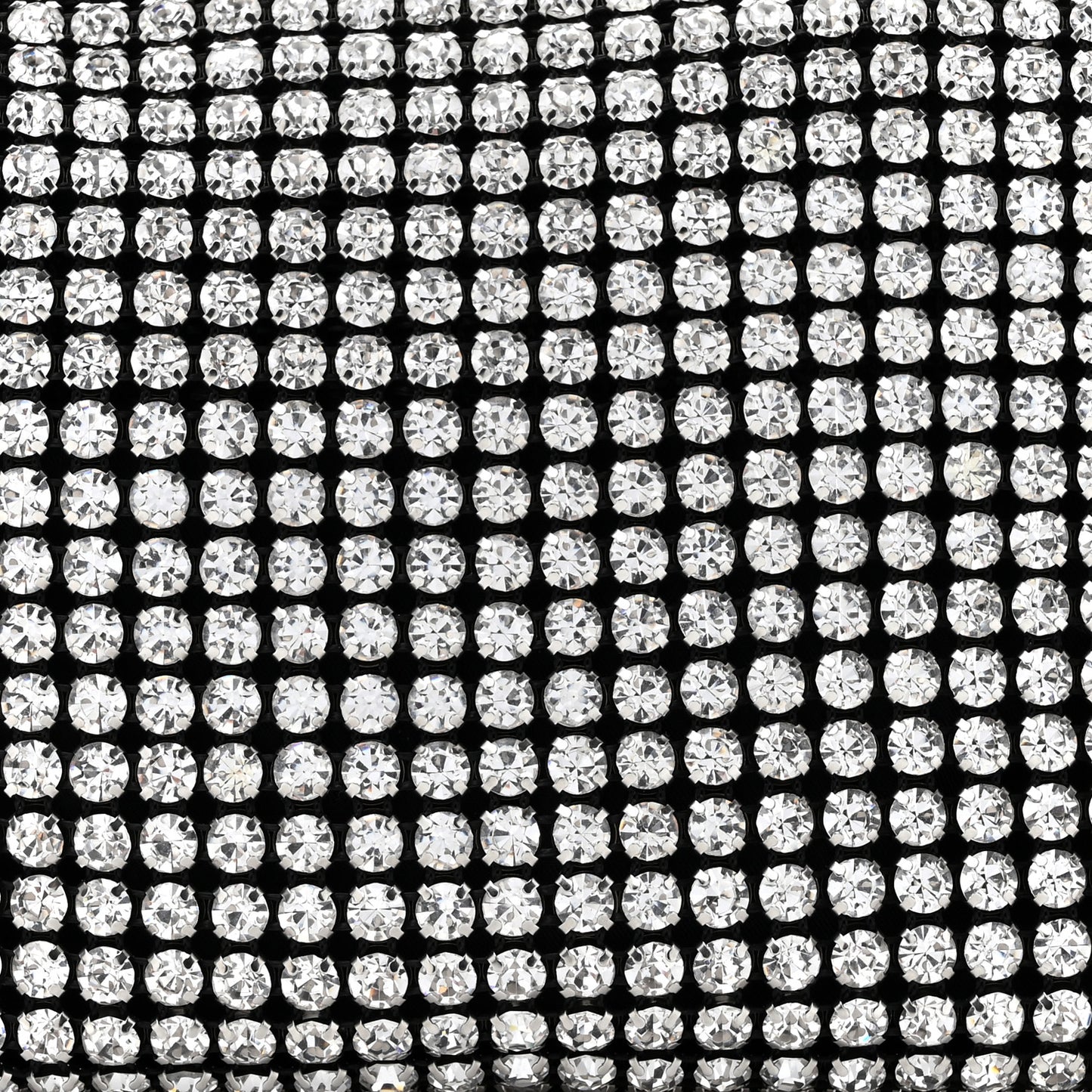 Mesh Crystal Rhinestone Mini Heiress Pouch Black Silver