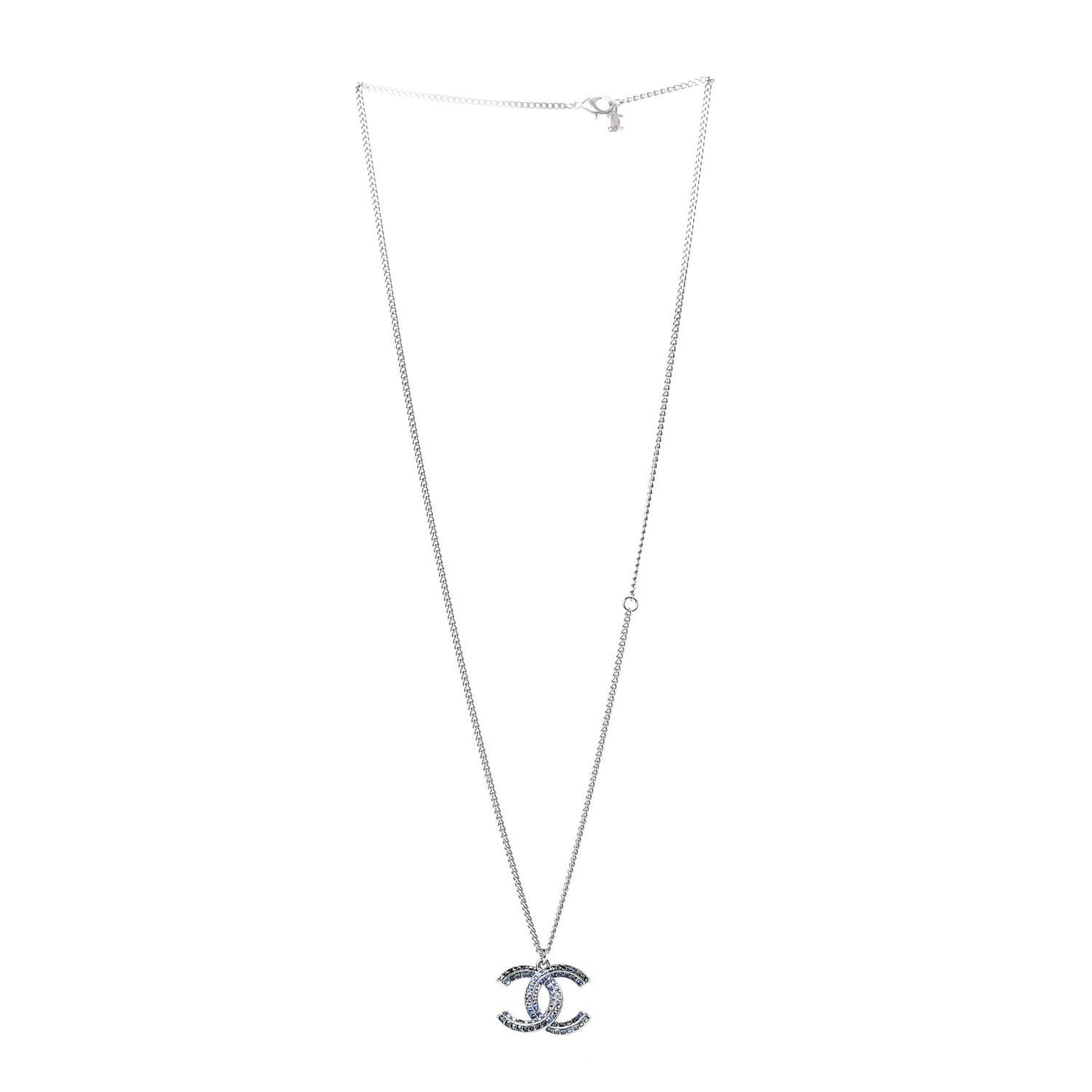 Crystal Baguette CC Necklace Blue