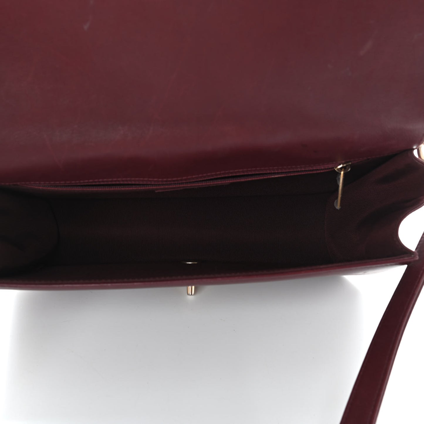 Calfskin Quilted Large Flap Bag Burgundy