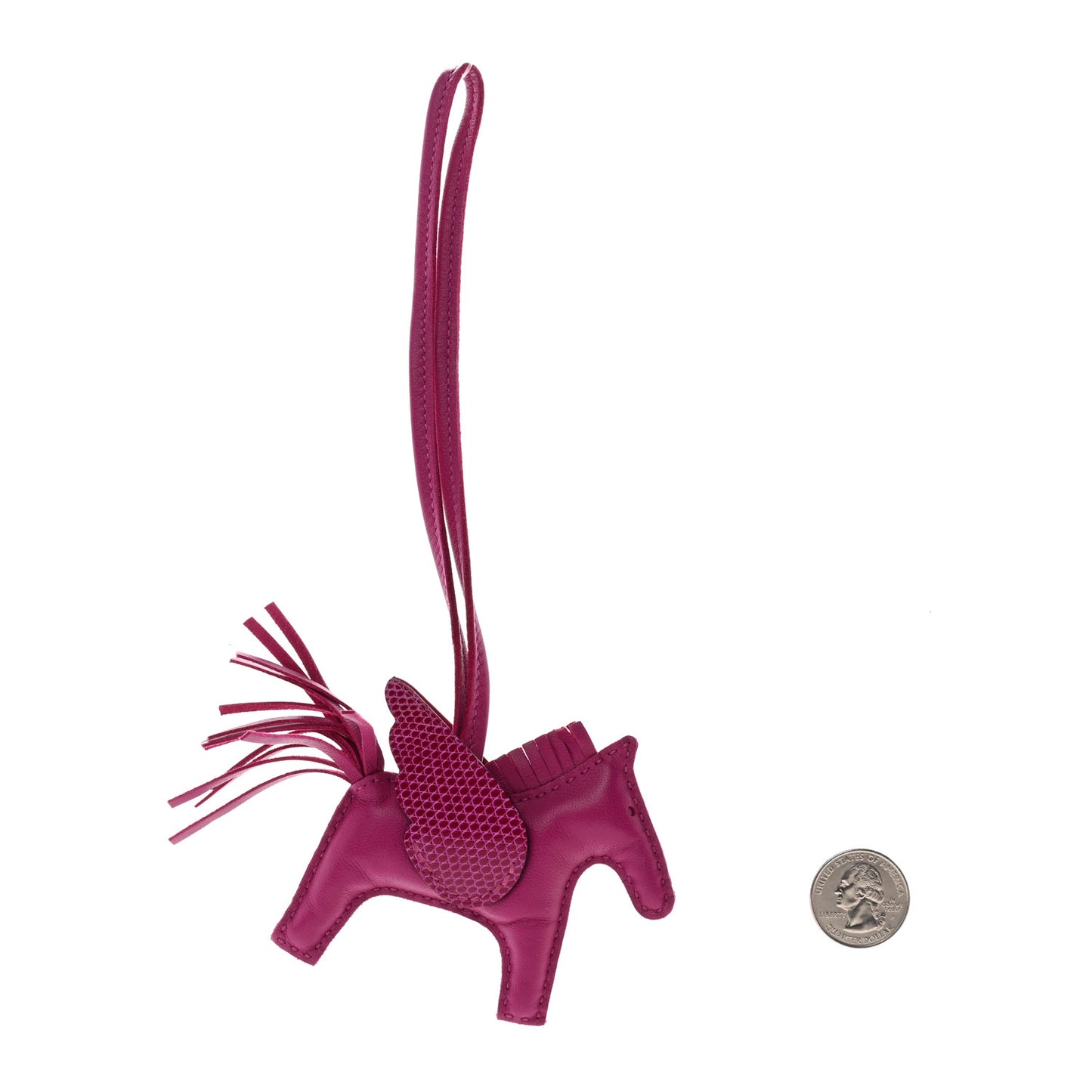 Milo Lambskin Lizard Touch Grigri Rodeo Pegase Horse Bag Charm Rose Poupre