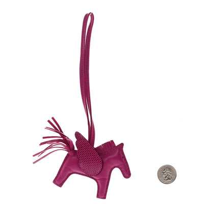 Hermes Milo Lambskin Lizard Touch Grigri Rodeo Pegase Horse Bag Charm Rose Poupre 2 of 5