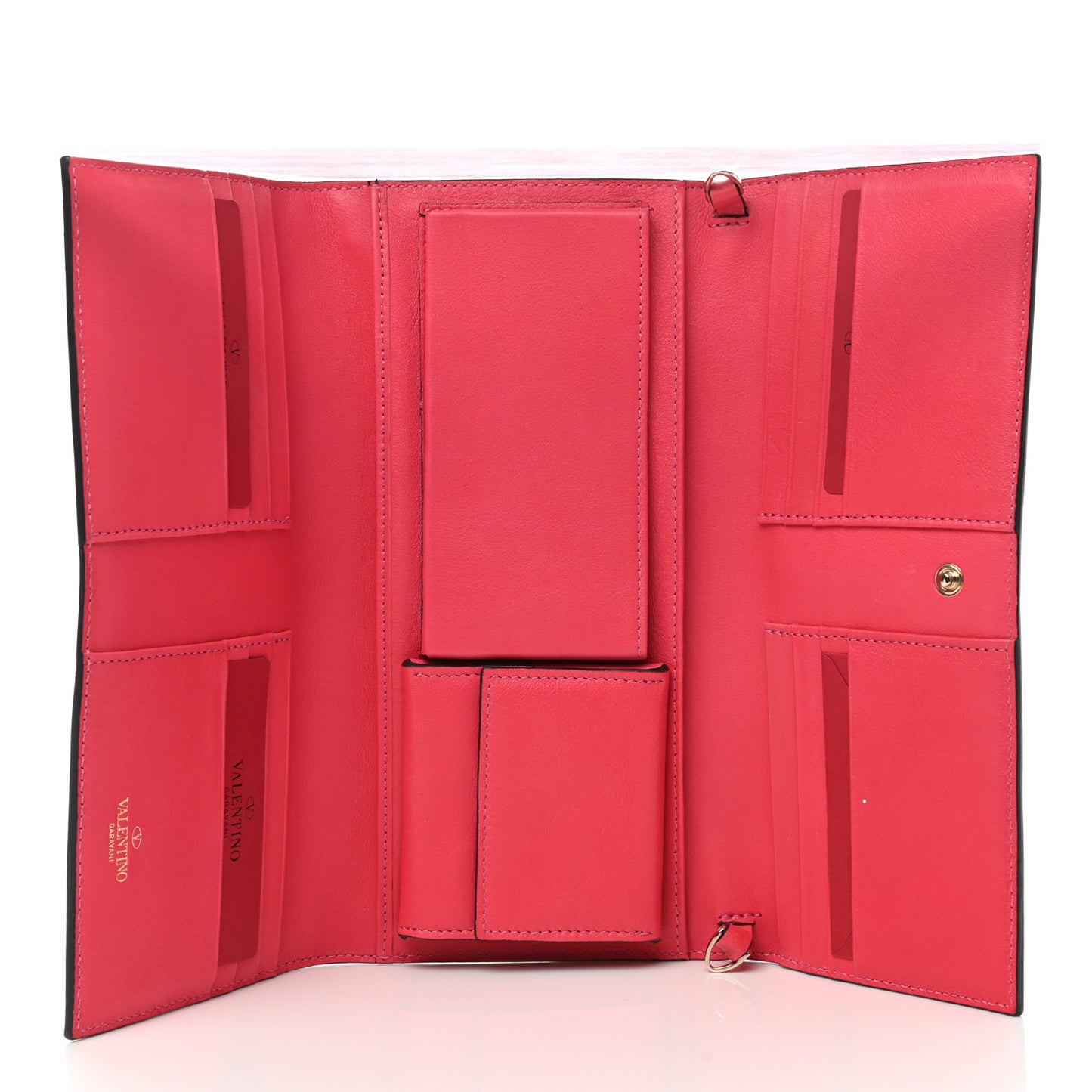 Vitello Rockstud Wallet On Strap Deep Rose