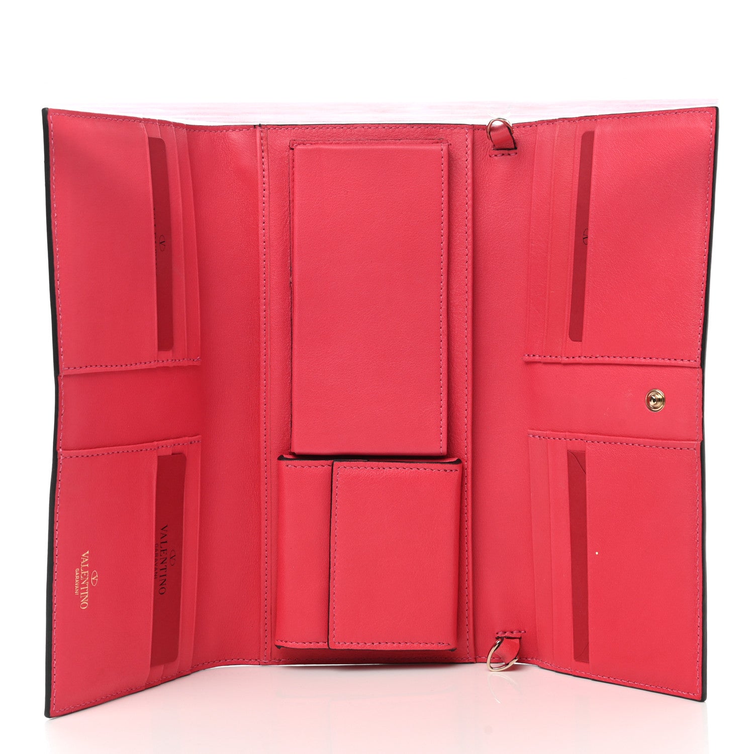 Valentino Garavani Vitello Rockstud Wallet On Strap Deep Rose 5 of 11